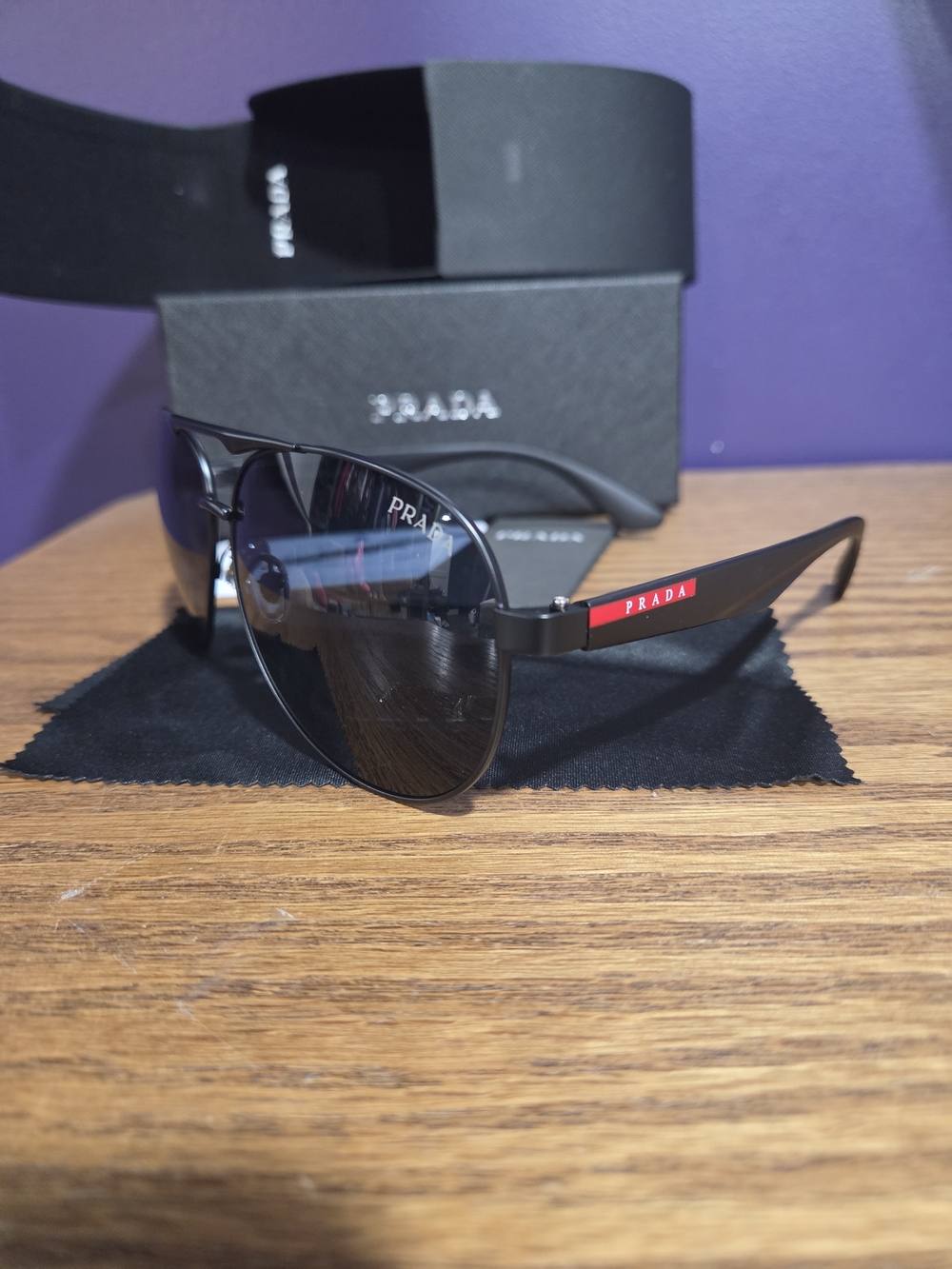 Prada Pilot Linea Rossa sunglasses Double Bridge 4017 51mm Mint Authentic
